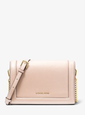 Social Jet Set Large Crossgrain Leather Crossbody Bag