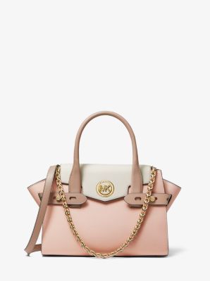 Social Carmen Small Color-Block Saffiano Leather Belted Satchel