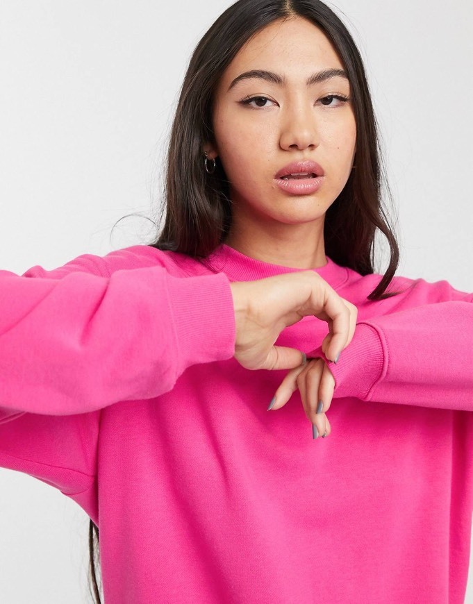 Product Monki classic round neck sweatshirt in pink