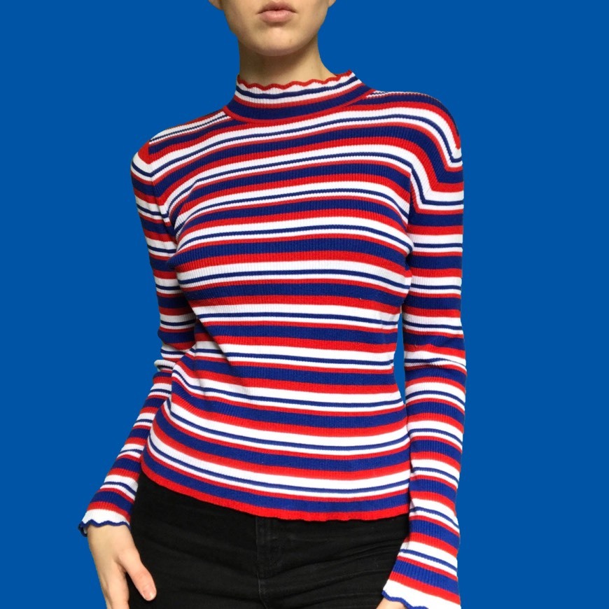 Product Zara Knit red white and blue stripped ribbed top/sweater