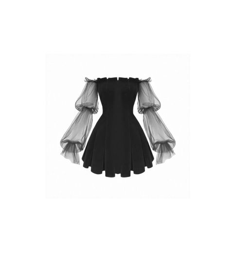 Gothic Off Shoulder Lantern Mesh Sleeve Mini Dress – ROCK 'N DOLL