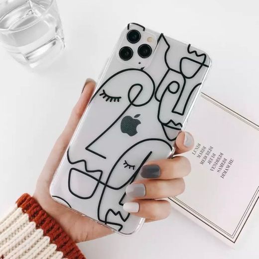 Funda transparente con dibujo negro