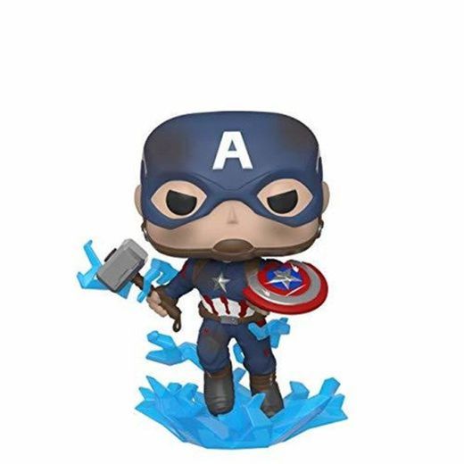 Funko- Pop Marvel: Endgame-Captain America w/BrokenShield & Mjolnir Capt A w/BrokenShield&Mjolnir Colctib