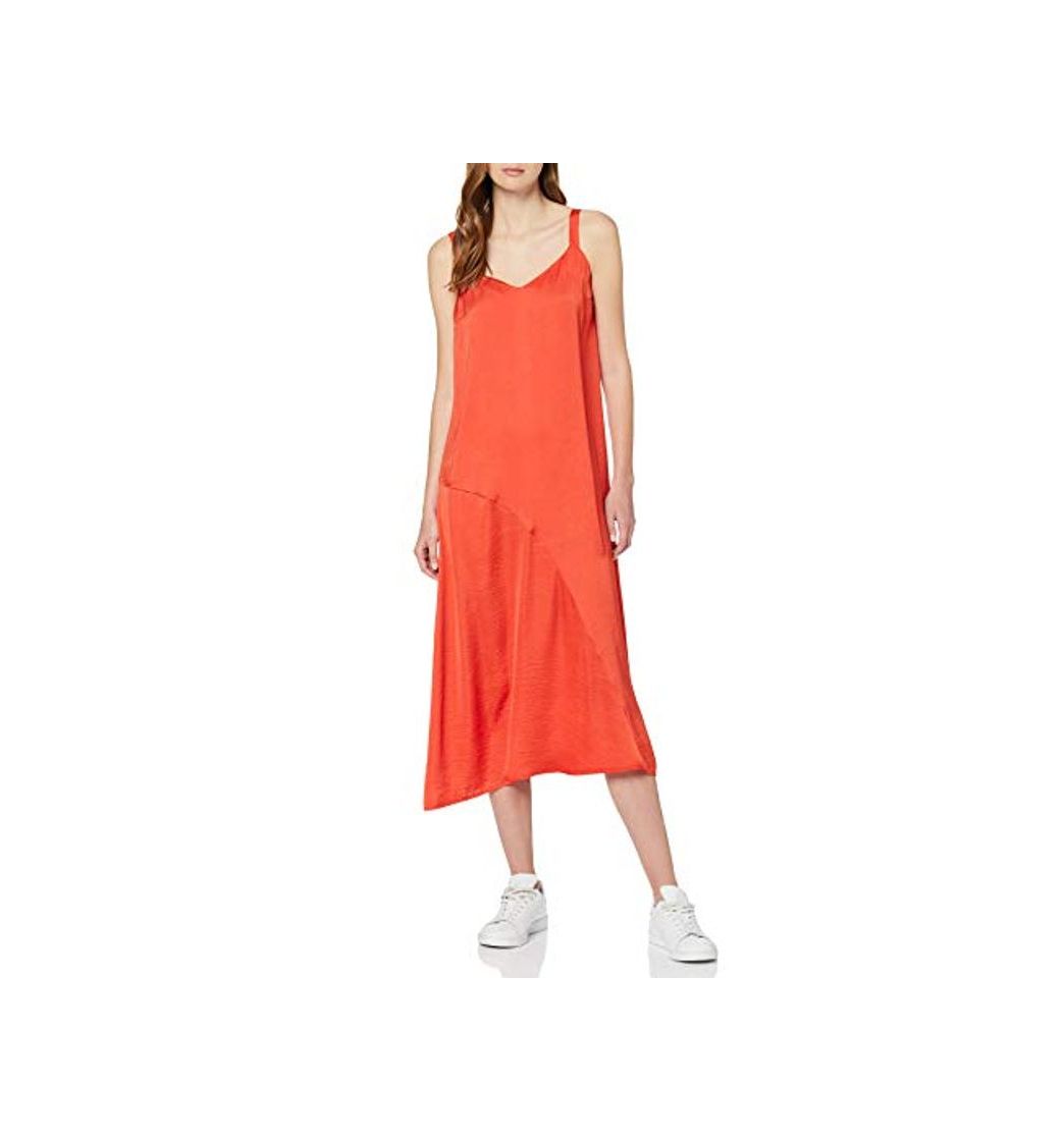 Producto Marca Amazon - find. Vestido Midi de Satén Mujer, Rojo