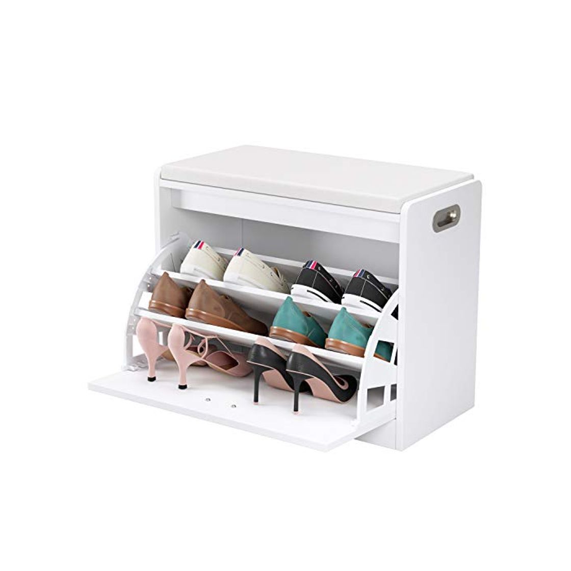 Producto Homfa Zapatero con Asiento Banco Zapatero Blanco Organizador para Zapatos con 3 estantes