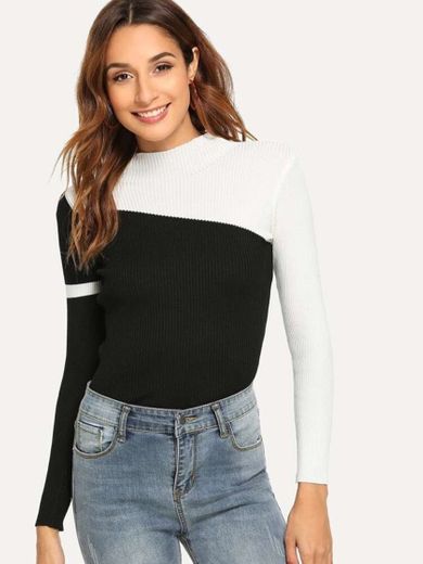 SHEIN Color Block Sweater 