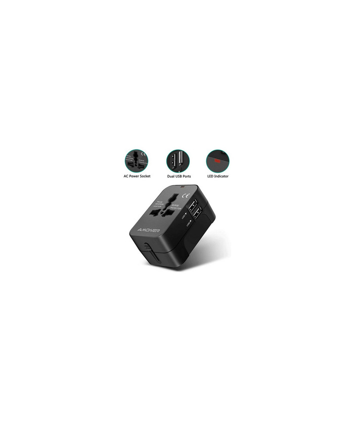 Social Amoner Power Adapter International 2-Port USB for Worldwide 
