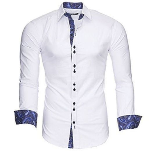 Kayhan Hombre Camisa Royal Paisley White/Navy