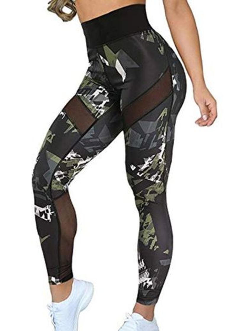 Moda FITTOO Pantalones Deportivos Mujer Yoga Leggings de Alta Cintura Elásticos Transpirables para Running Fitness #4 Verte Small