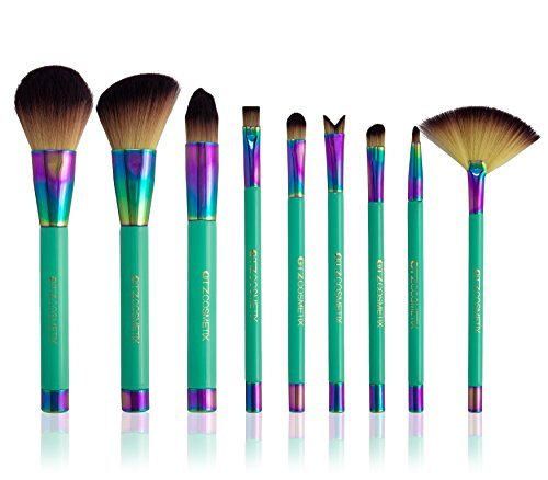 TZ cosmetix – profesional 9 pcs turquesa Color sintético pinceles de maquillaje base de maquillaje