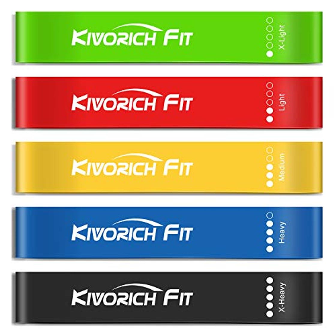 Producto Bandas Elásticas Fitness Musculación, Kivorich Fit Bandas de Resistencia 5pcs Cintas Elásticas