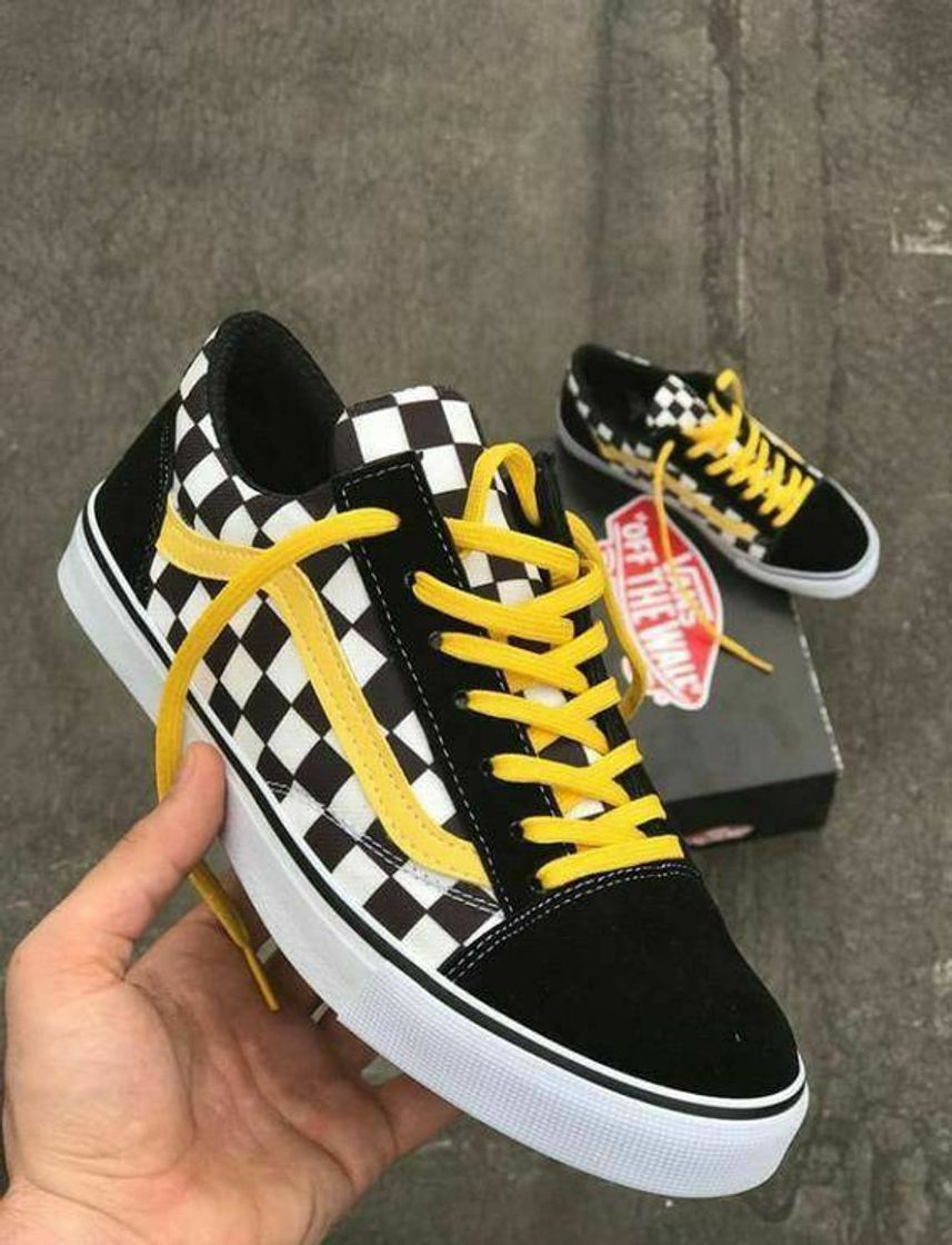 Moda Vans xadrez e amarelo