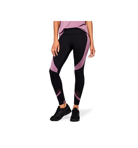 Amazon Brand - AURIQUE Leggings deportivos con paneles para mujer, Negro