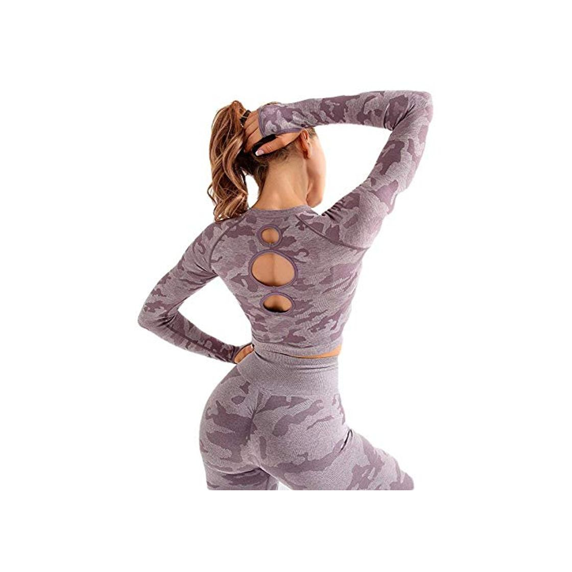 Fashion Conjunto Deportivo Mujer Yoga Mujer Fitness Conjunto De Fitness Conjunto De Leggings De Camuflaje Negro De Manga Larga Conjunto De Gimnasio Sin Costuras Traje De Fitness Conjunto De Ropa Depor