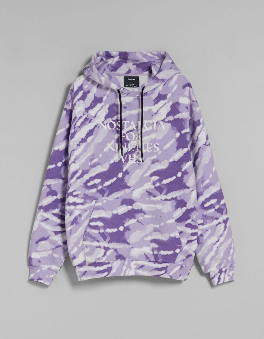 Moda Sudadera capucha  print  morado |  Bershka