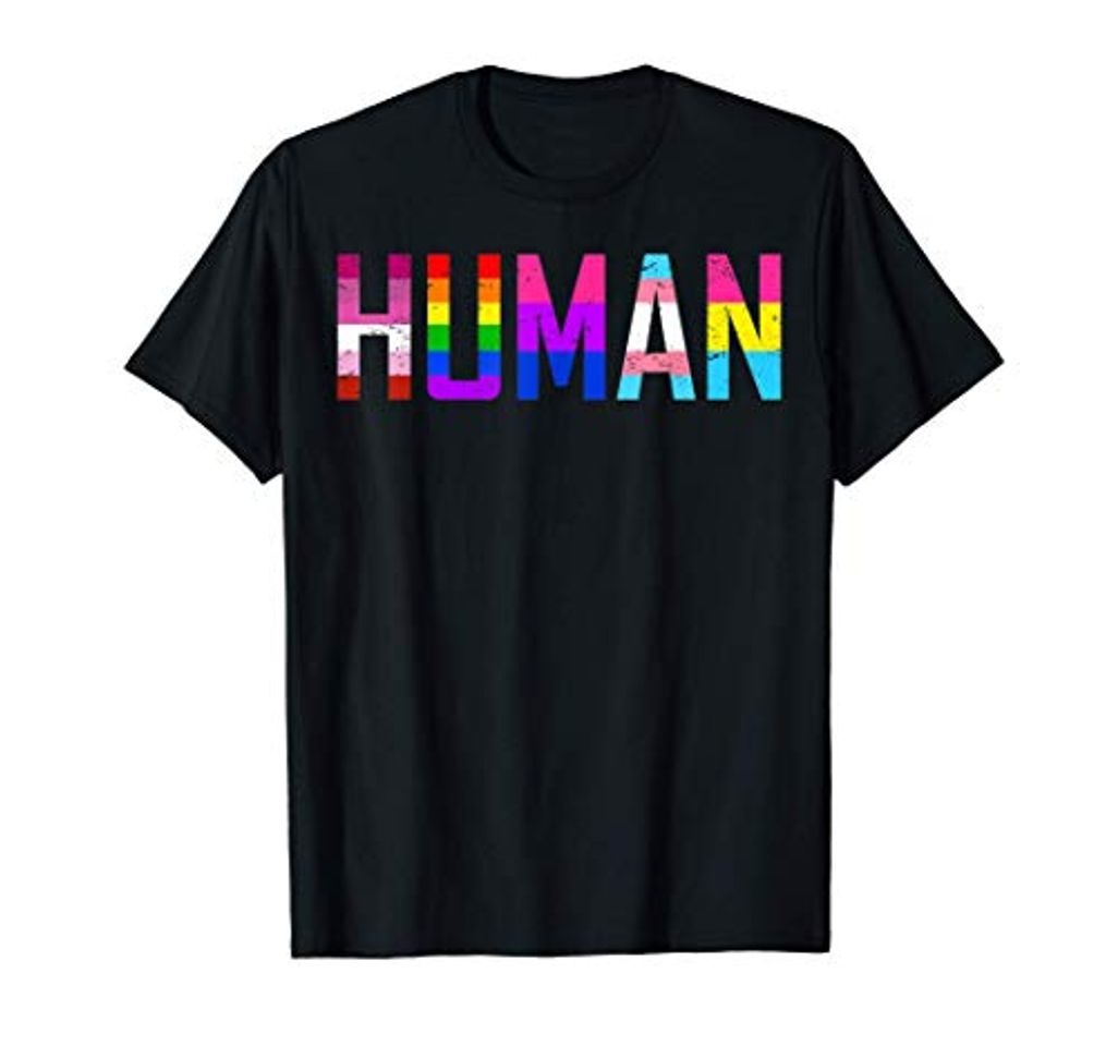 Fashion HUMAN Flag LGBT Shirt Gay Pride Month Transgender Camiseta