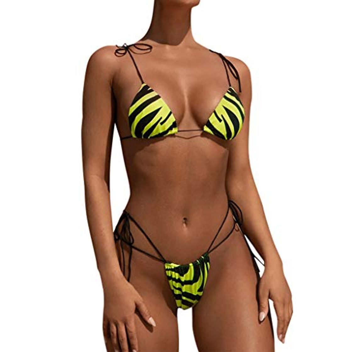 Product riou Bikinis Mujer 2019 Push up Bikini de Tres Puntos con Estampado de Cebra y Tira Mujeres Conjunto de Traje de BañO Brasileños Bañador Ropa de Dos Piezas vikinis