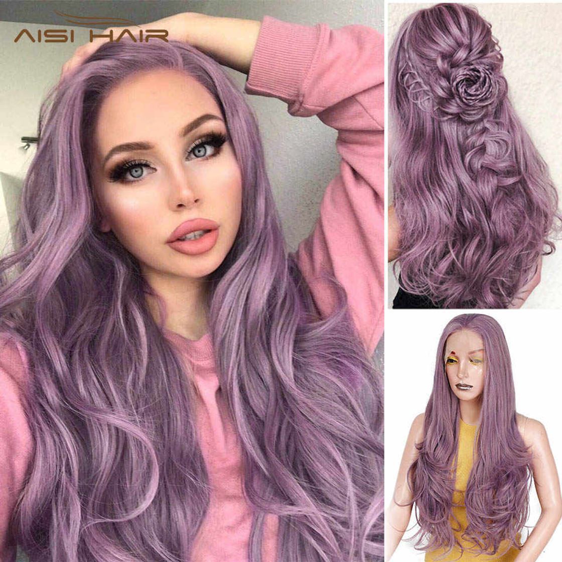 Social Peluca de pelo ondulado largo de color plateado oscuro gris oscuro pelucas