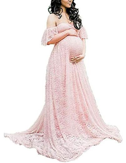 BUOYDM Mujer Vestido Embarazada de Fiesta Largos Foto Shoot Dress Fotográficas de