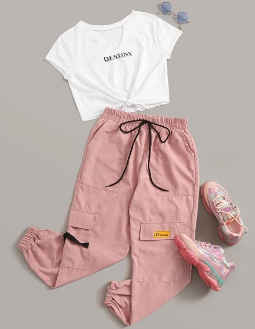 Social Conjunto playera y sudadera SHEIN 