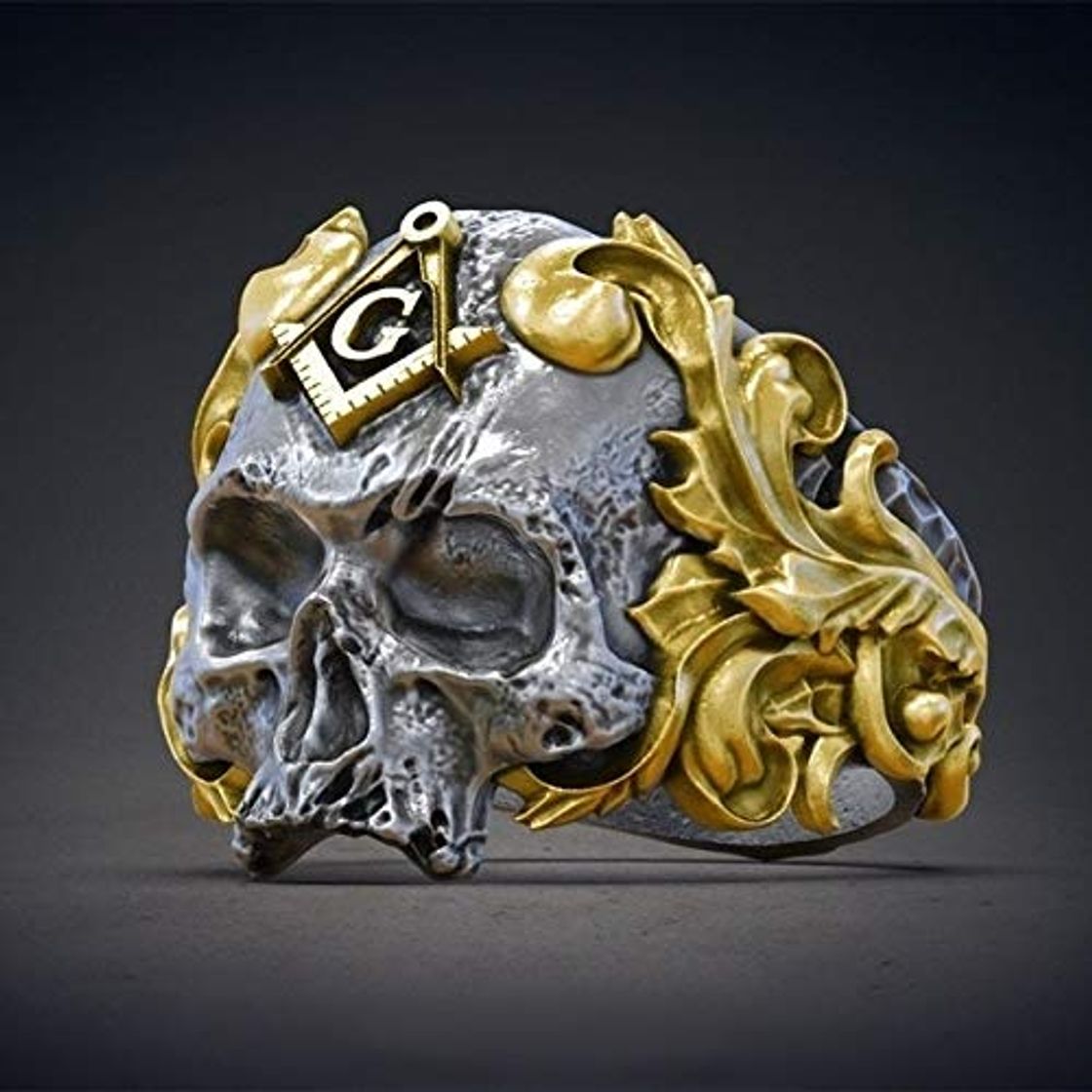 Fashion CHCO Anillos de Hombres de Calavera masónica Europea Anillos de Punky gótico Vintage Gloria mística Anillos de Dedo Masculinos Anel Masculino Jewelry 11 Gold