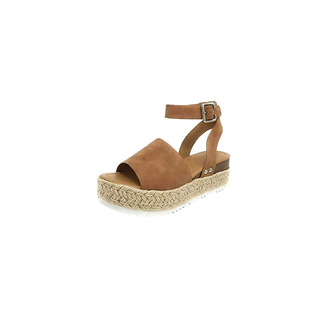 Social Sandalias Mujer Verano 2019 cáñamo Fondo Grueso Sandalias Punta Abierta Cuero Fondo