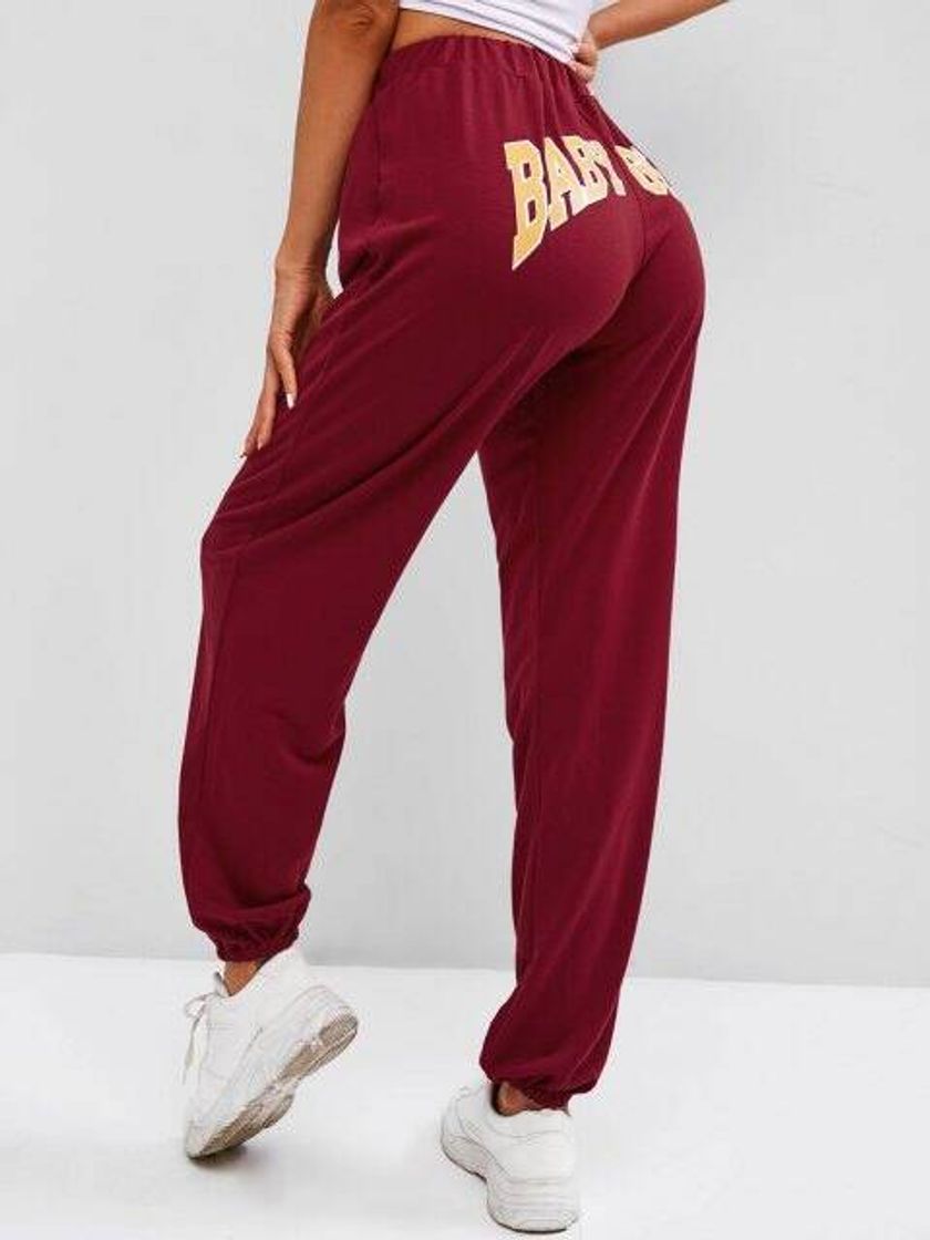 Social Drawstring BABY GIRL Graphic Jogger Sweatpants - Deep Red S