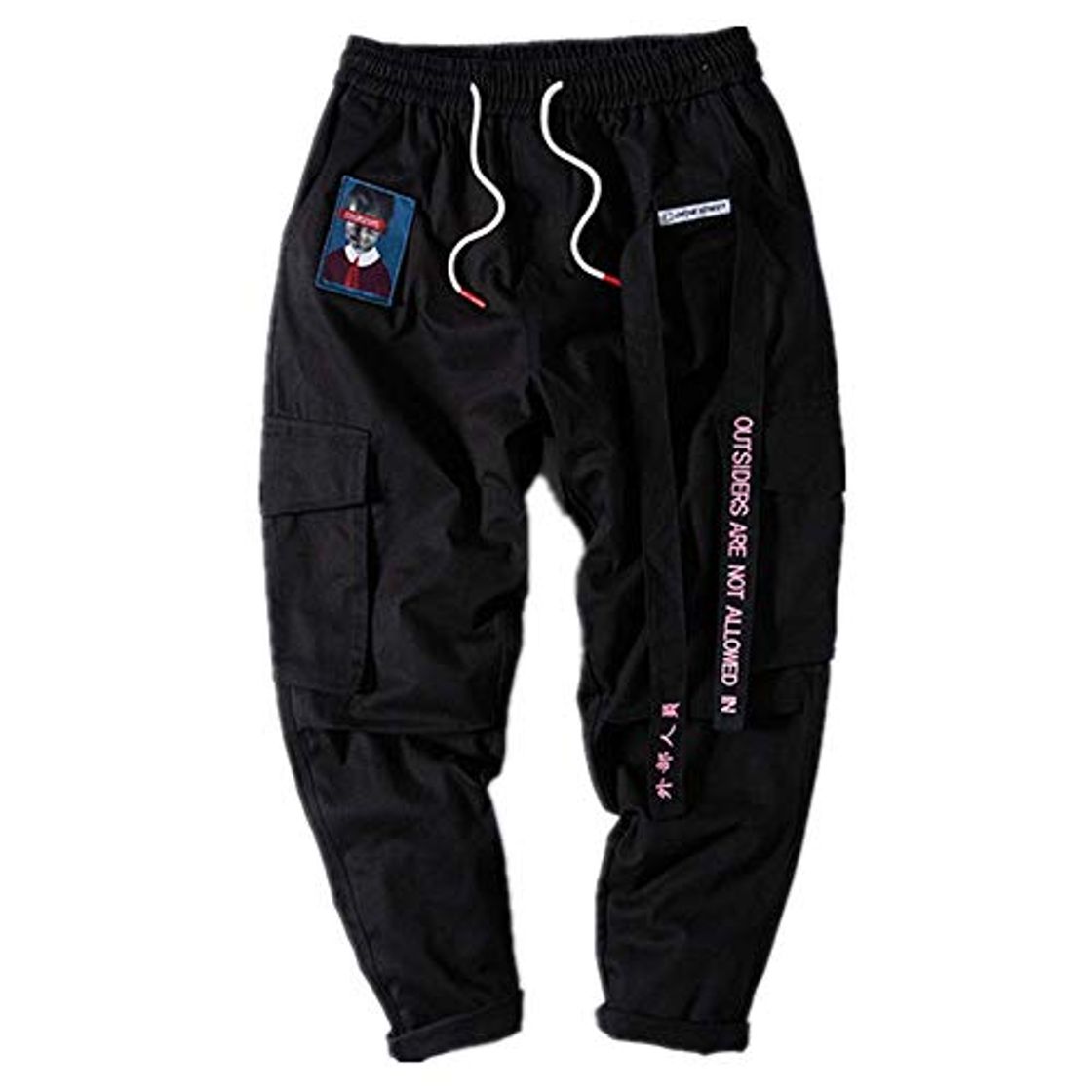 Social Loeay Pantalones de Carga para Hombre Joggers Harem Streetwear Pantalones Bordado de