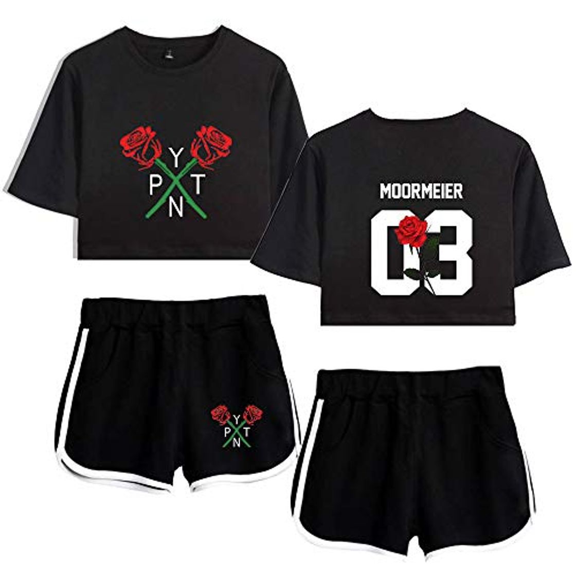 Social Payton Moormeier Conjunto 2 Piezas Mujer Verano Completo Sportivo Short y Crop Top Chandal Gimnasio Traje de Running Ropa Fitness Sportwear Tracksuit Gymwear Sweatsuit Streetwear A15171TXDKBKL