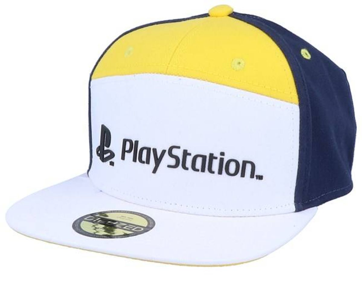 Social Playstation Logo White/Yellow/Navy Strapback - HatStoreWorld