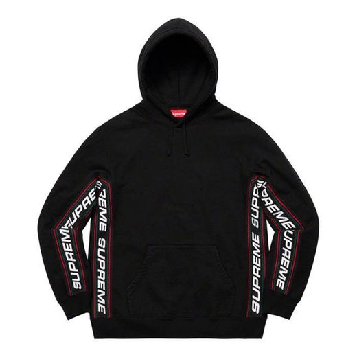 Supreme Text Rib Hooded Sweatshirt- Black


