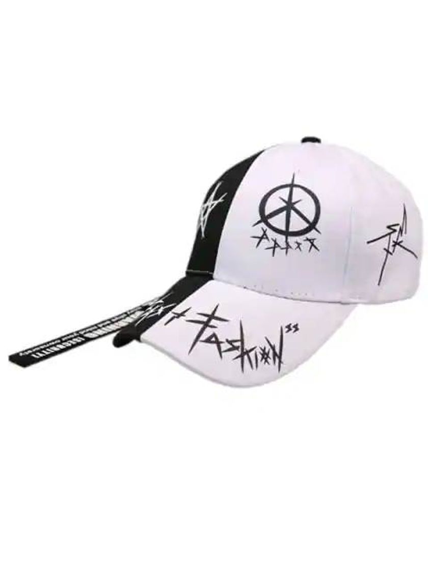 Moda Star Grafitti Print Adjustable Baseball Cap - White

