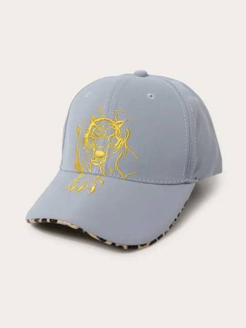 Moda Tiger Embroidered Leopard Baseball Cap - Baby Blue

