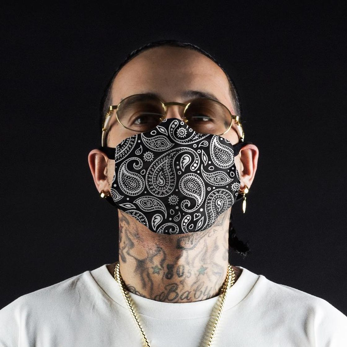Social Black Paisley Face Mask