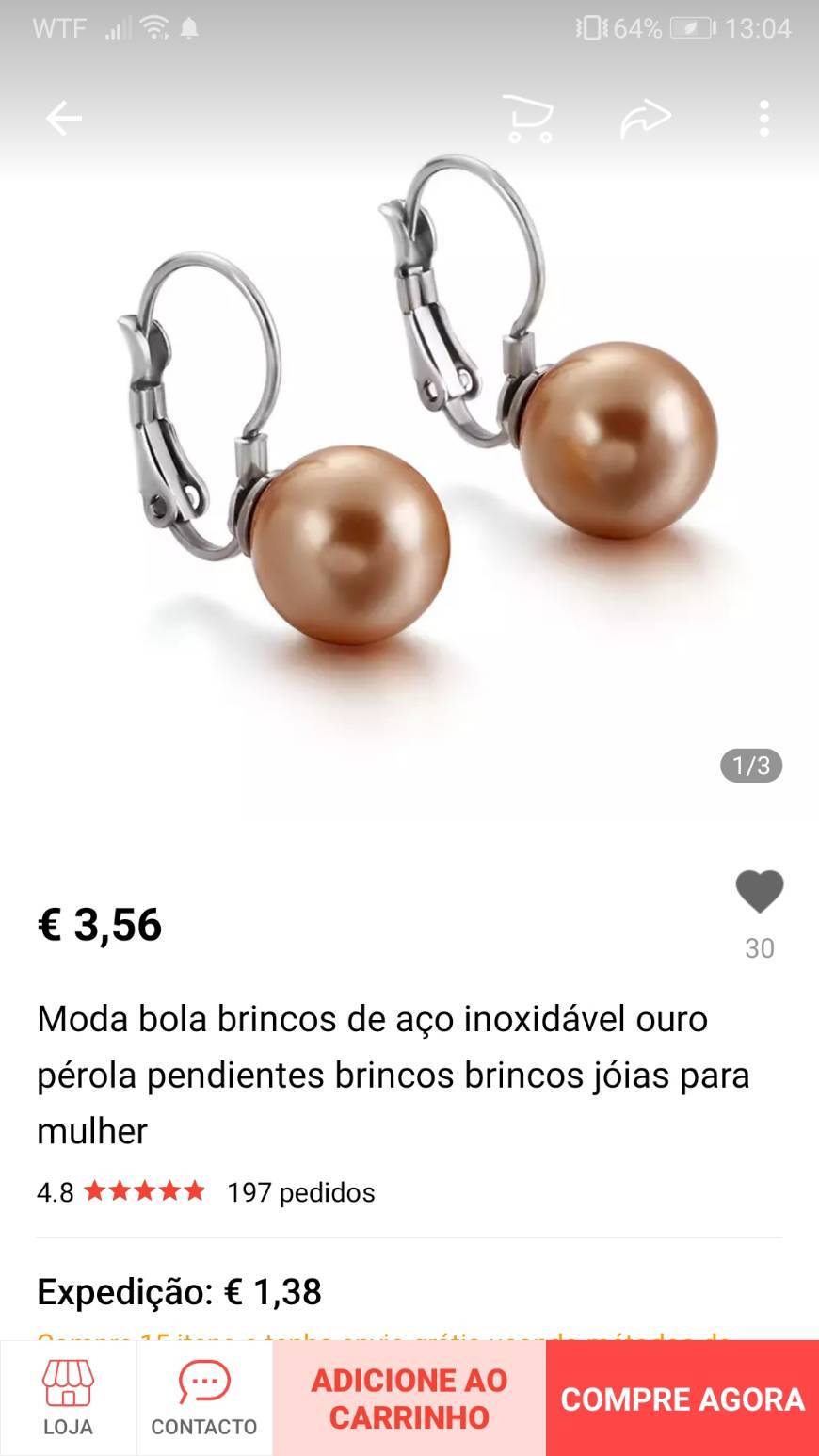 Product Brincos pérola 