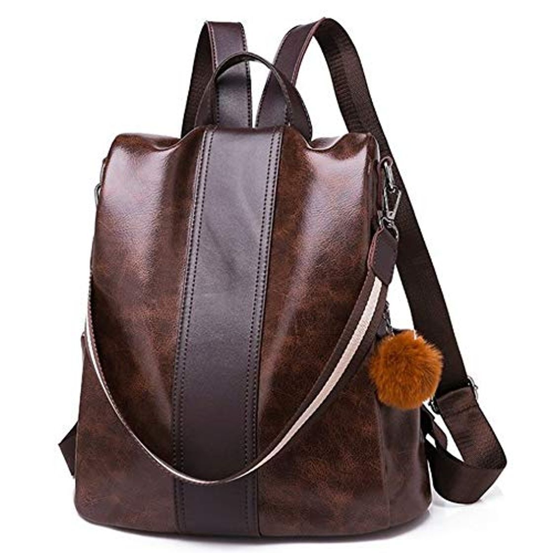 Product SPAHER Damas con estilo Mochila para mujer de PU impermeable Bolsa Antirrobo Paquete Casual Dayback Bolsas de hombro Mochila de viaje ligera para Diario Messenger Bag Backpack Marrón