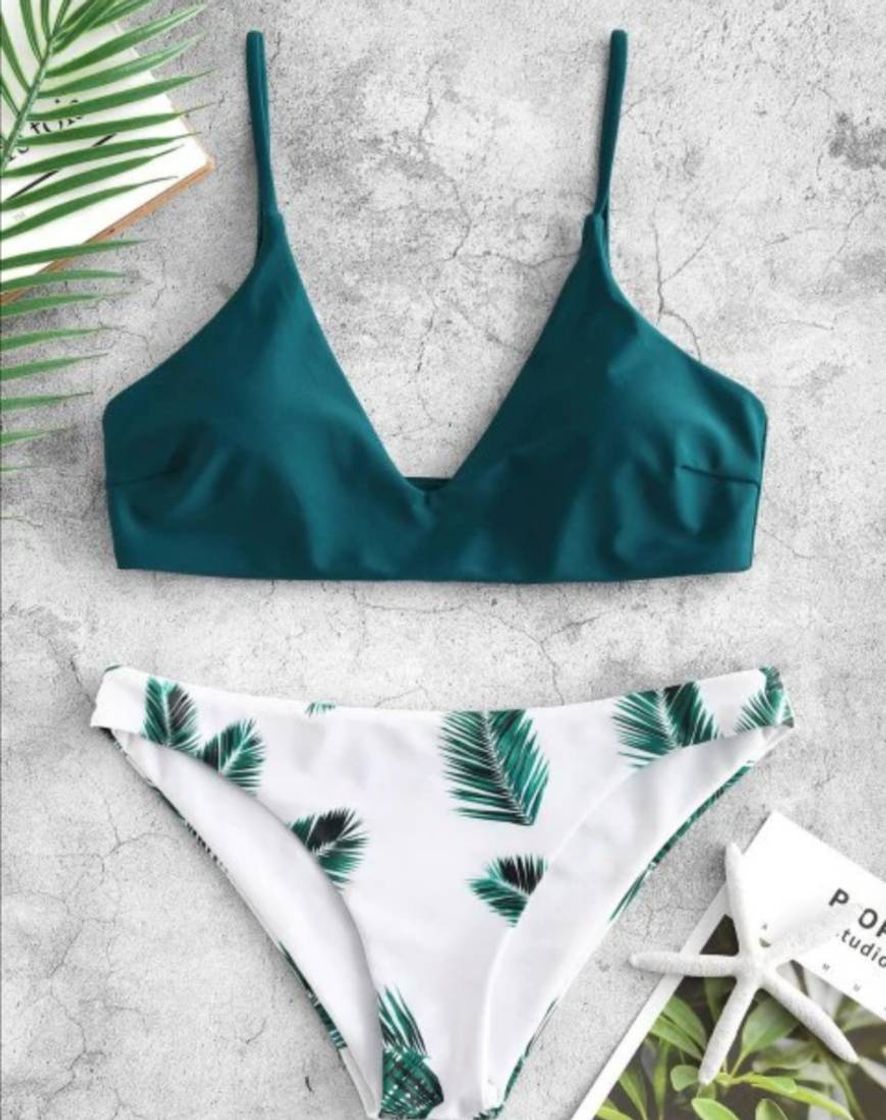 Moda [62% OFF] [POPULAR] 2020 ZAFUL Floral Leaf Print Bikini Set In