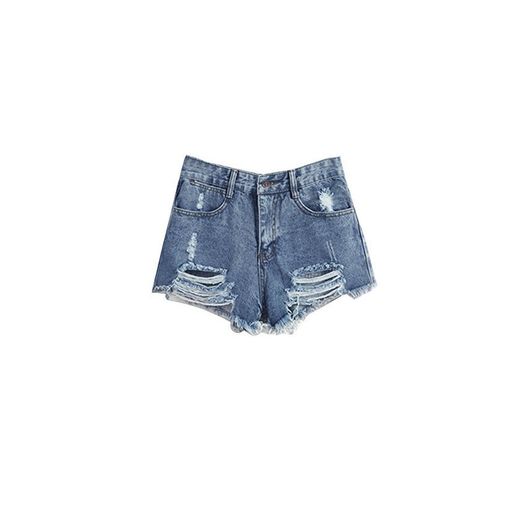 Mujer Push Up Boyfriend Cintura Alta Retro Rasgados Rotos Shorts Pantalones Cortos