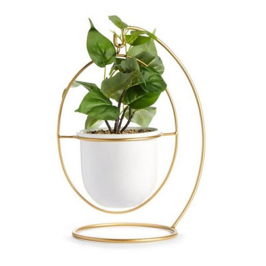 PRIMARK Vaso Planta Artificial Branco e Dourado

