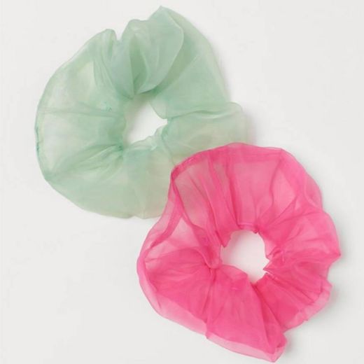 H&M Pack scrunchies franzidos para o cabelo em organza