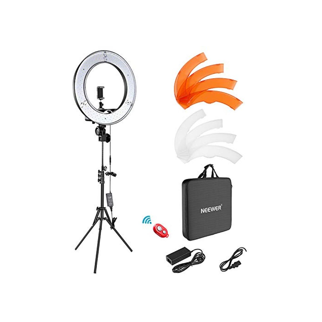 Social Neewer - Kit de Iluminacion con soporte y anillo de luz led, receptor de bluetooth, 48cm 55w 5500K regulable