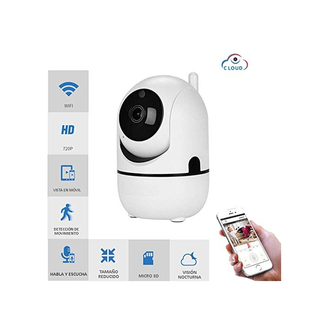 Social Cámara de Vigilancia y Seguridad WiFi 360 Grados Auto Tracking Interior con