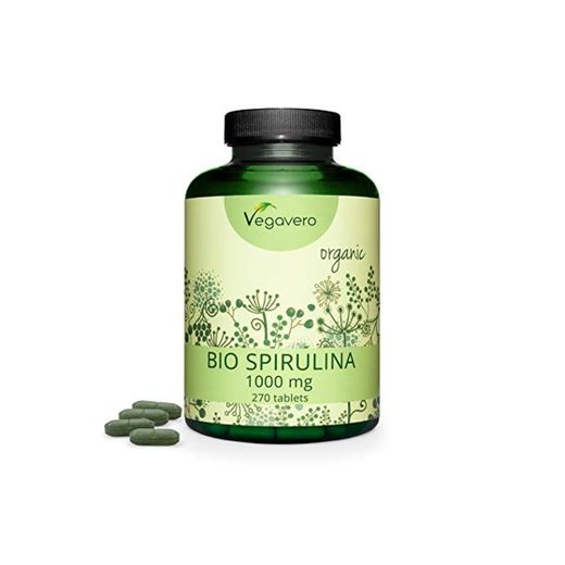 Spirulina Orgánica Vegavero® | La Dosis Más Alta: 1000 mg/Comprimido | Sin