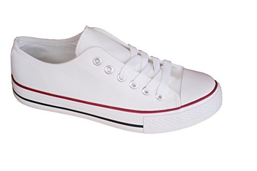 Fashion Zapatillas Blancas Canvas Lona de Mujer Estilo Casual y Deportivo