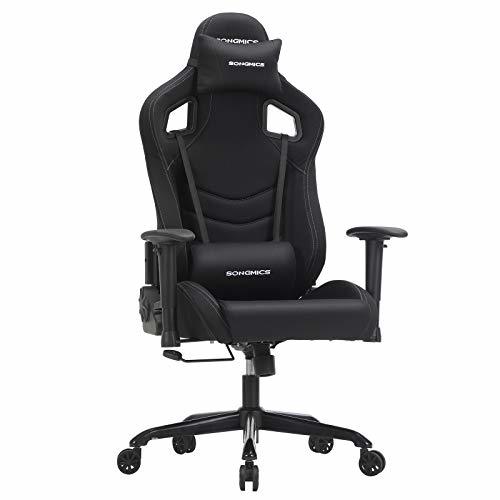 Social SONGMICS Racing Silla de Escritorio Silla giratoria de Oficina con Soporte Lumbar