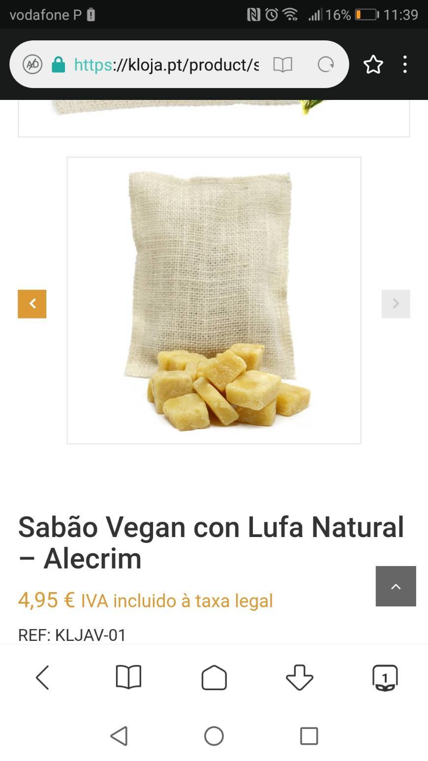 Product Sabão vegan com luva