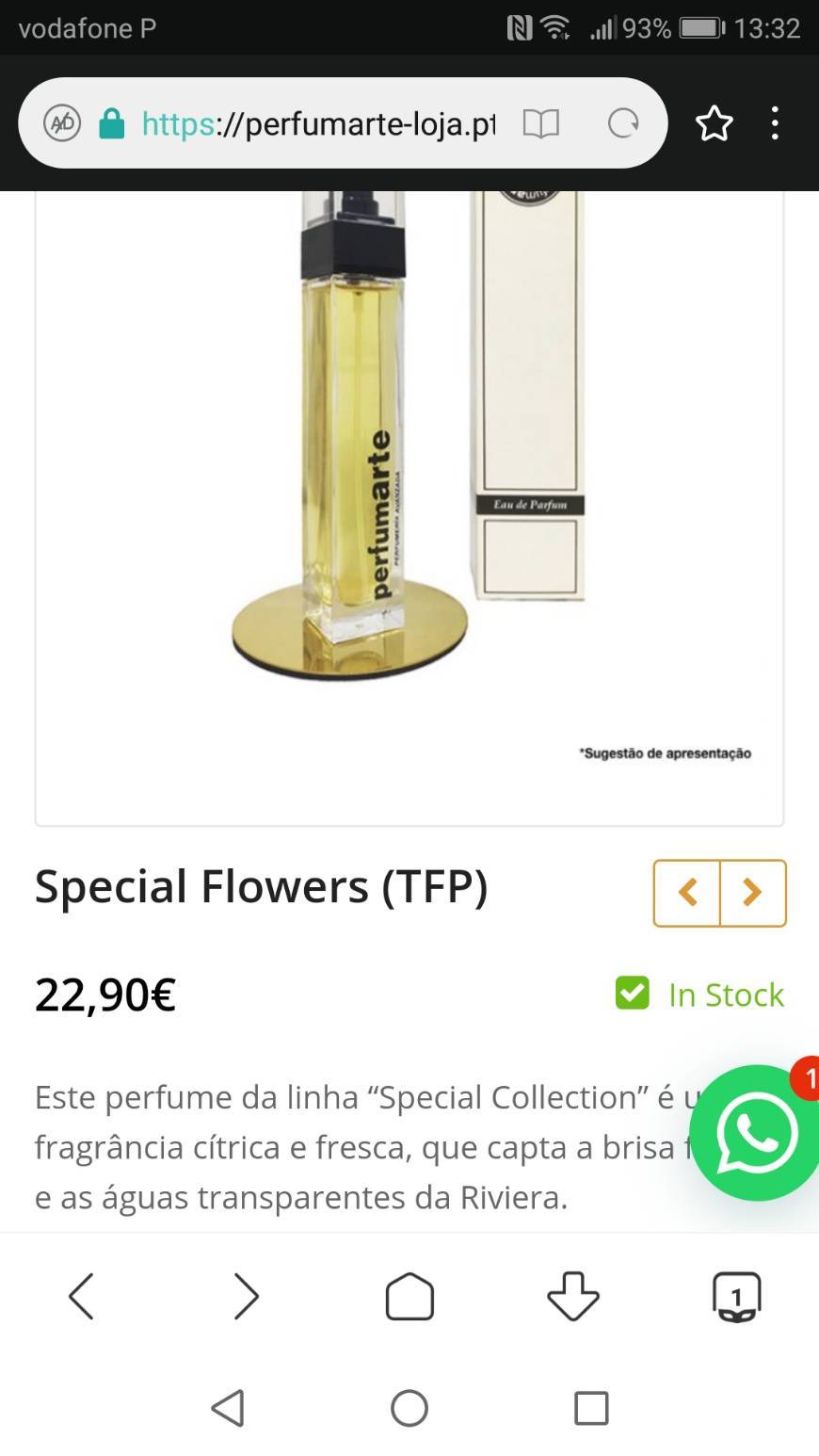 Social Perfume TFP inspirado no Tom Ford Porto fino da Perfumarte