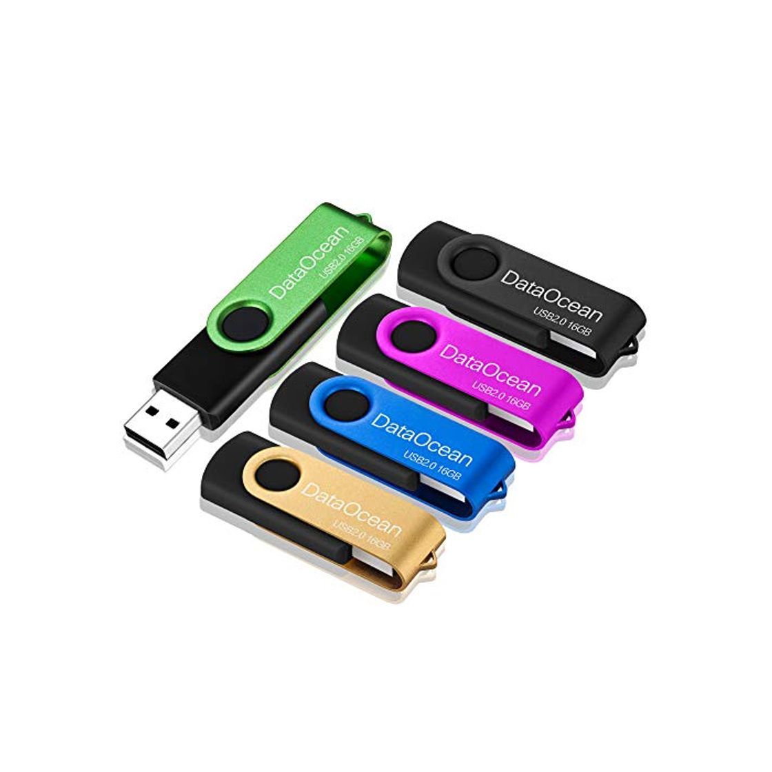 Products 5 Piezas PenDrives 16GB DataOcean Memorias USB 2.0 Giratoria Pen Drive 16