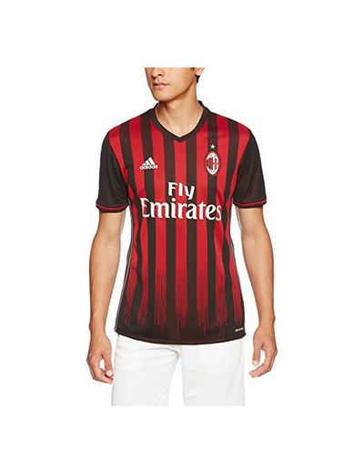 adidas H JSY Camiseta 1ª Equipación AC Milán, Hombre, Negro/Rojo