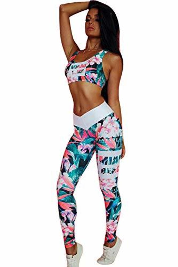 Moda Conjuntos Deportivos Mujer Fitness Bohemio Chic Ropa de Gimnasio Chandal Dos Piezas